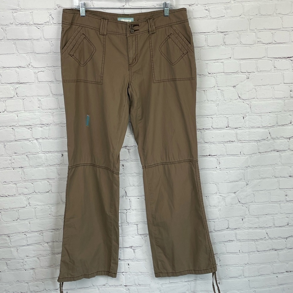 Maurices Cotton Pants Lightweight Brown 11/12 Tie At Hem For Ruching